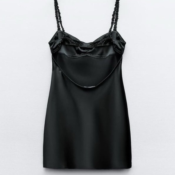Zara Dresses & Skirts - ZARA Black Satin Slip Dress – Marked XL (Fits M/L)
